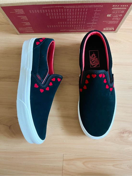 Vans Shoes - Vans Classic Slip-On Heart Black Suede Shoes Women 8.5 US